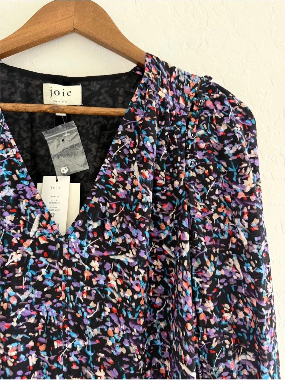 NWT JOIE rowley mini dress in caviar multi black Size 4